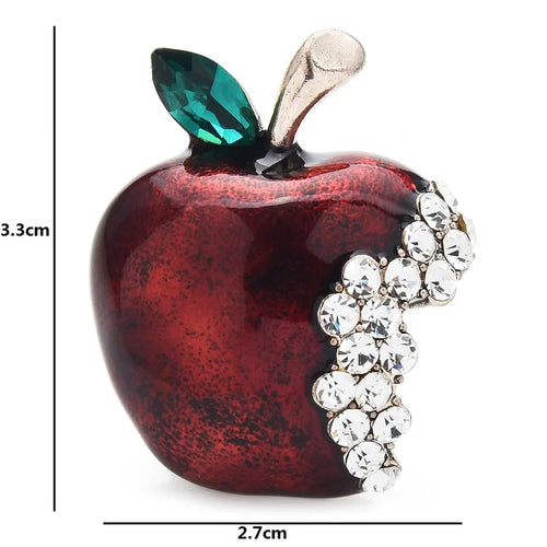 PENDRA Appellia Rhinestone Apple Brooch