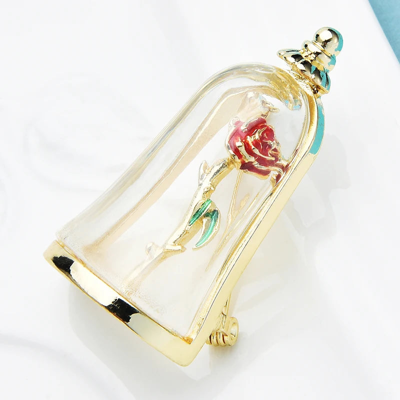 PENDRA Rosabella Vintage Palace Enamel Rose Brooch
