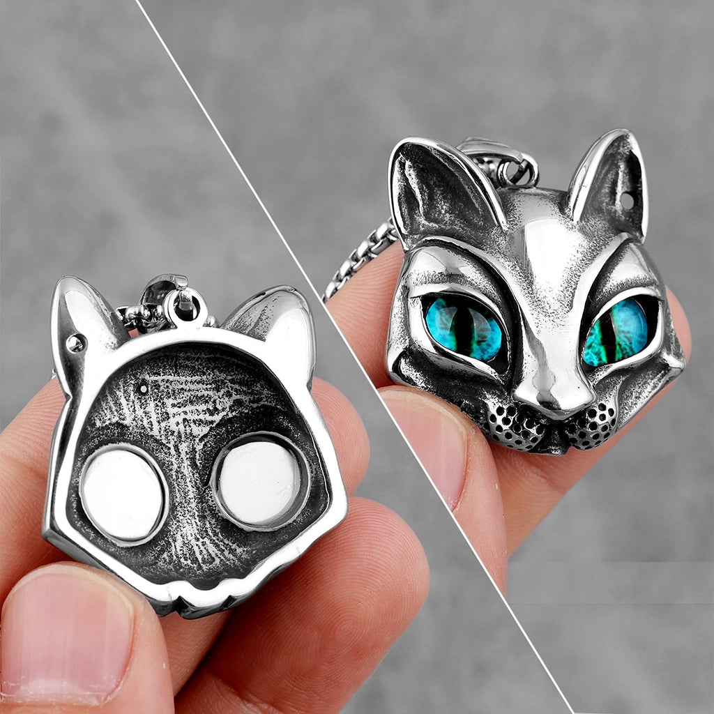 PENDRA Animal Cat Eyes Steel Necklace