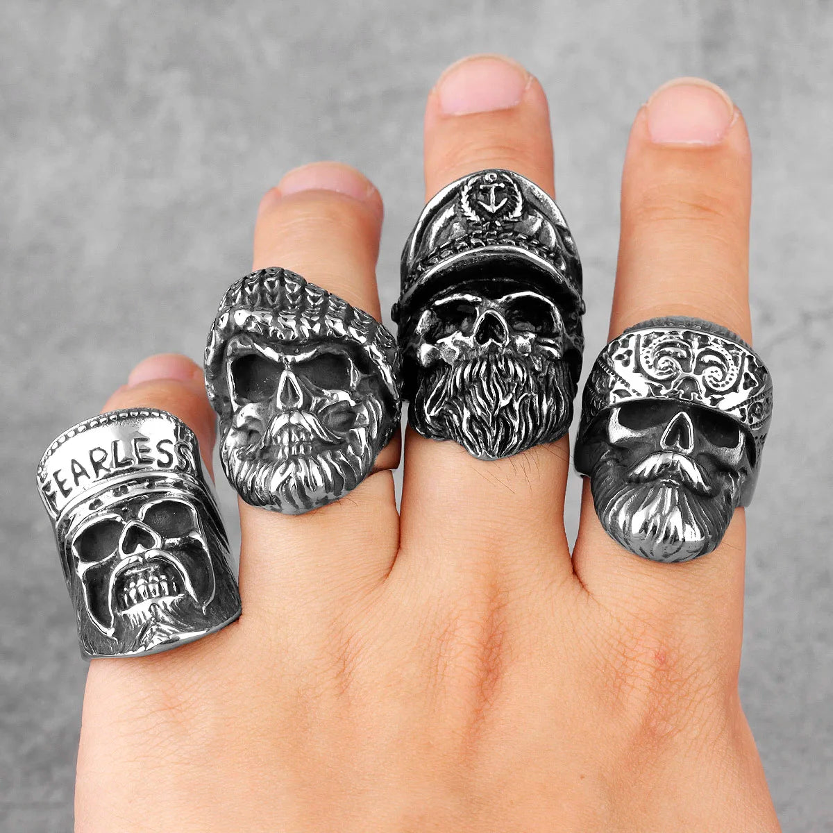 PENDRA Hippie Big Beard Steel Ring