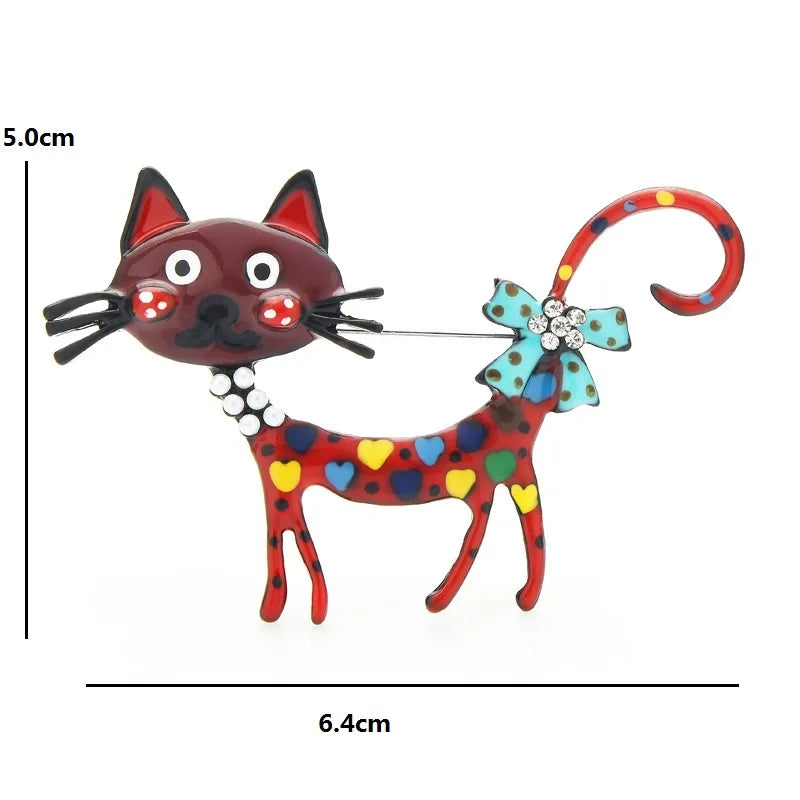 PENDRA Bloomcat 2-Color Enamel Cat Brooch