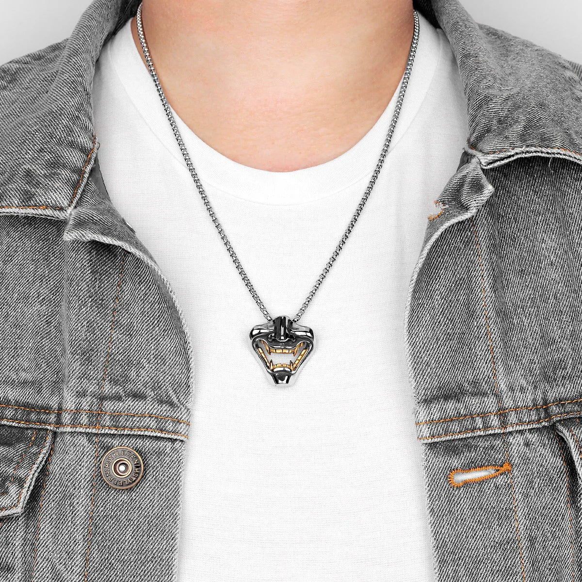 PENDRA Samurai Fangs Demon Steel Necklace
