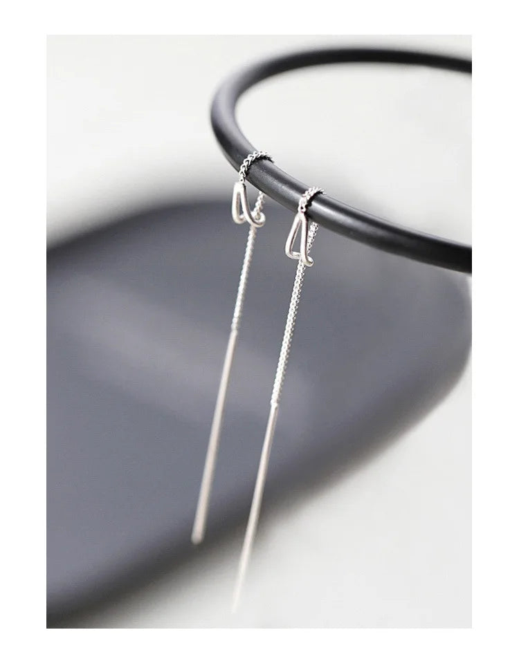 PENDRA Silver Tassel Chain Earrings