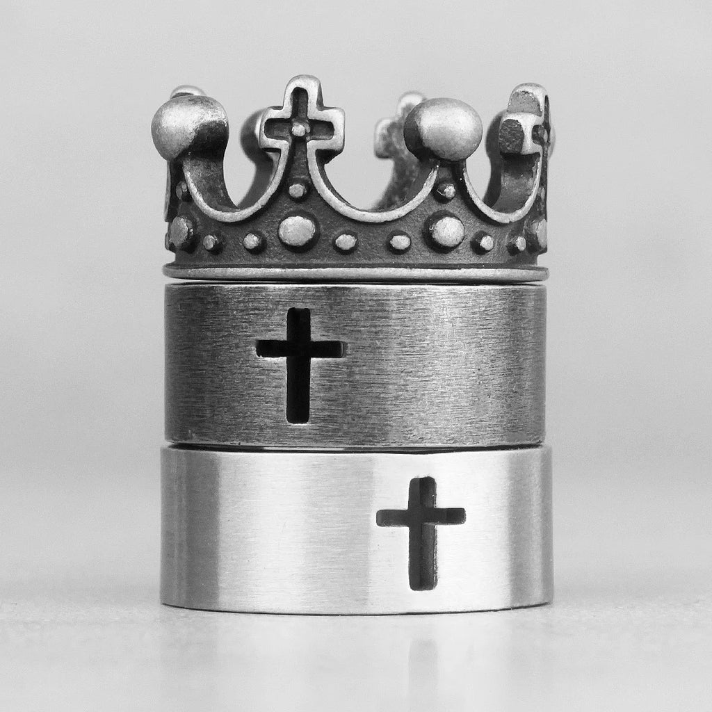 PENDRA Cross Crown Boyfriend Steel Ring