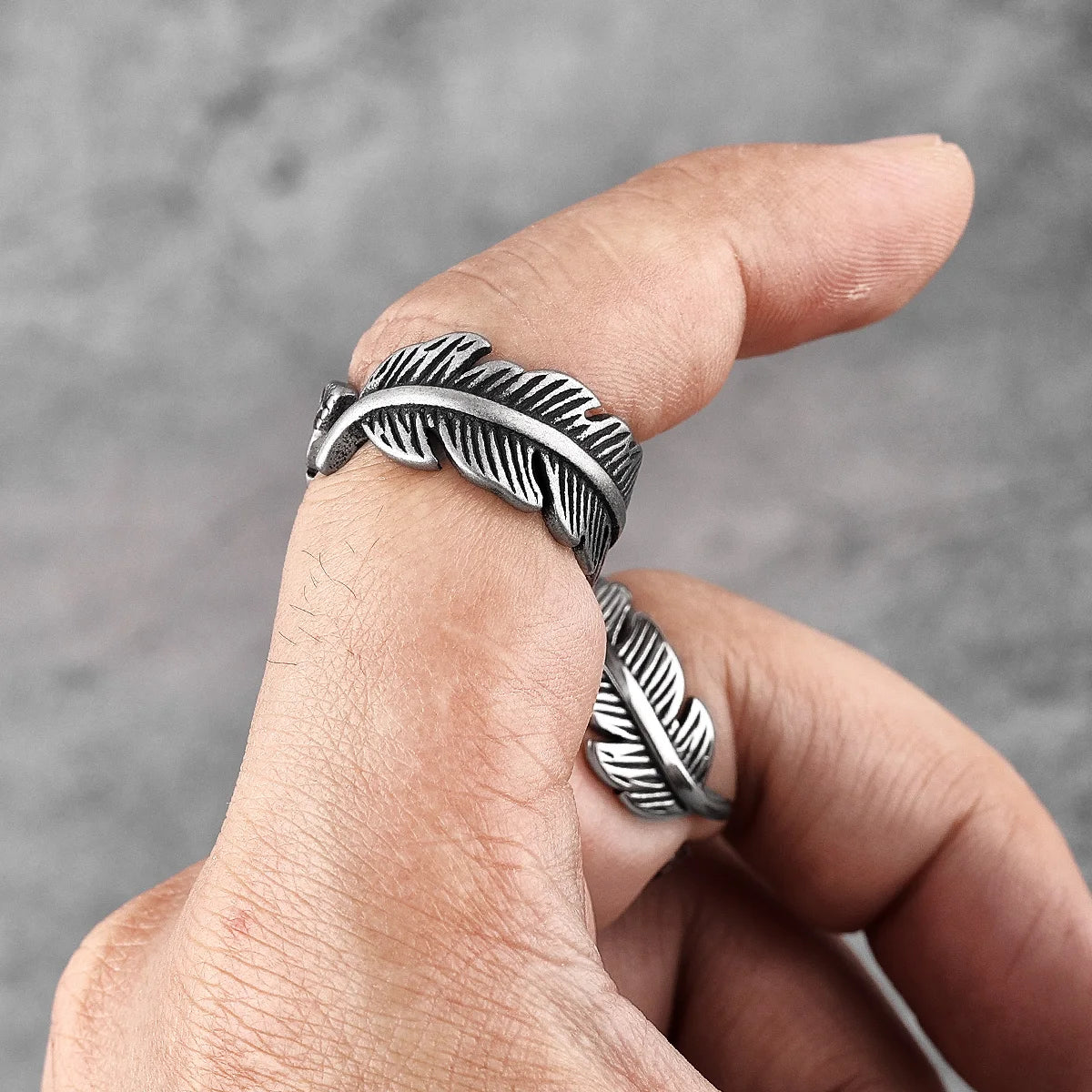PENDRA Eagle Bird Feather Steel Ring