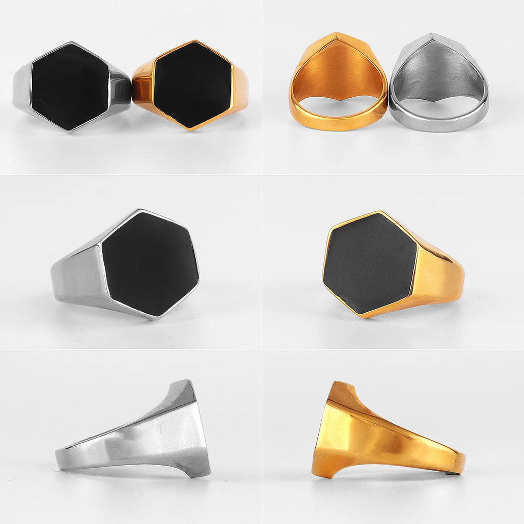 PENDRA Hexagon Rhombus Boyfriend Steel Ring