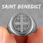 Catholicism Saint Benedict's Exorcism Stainless Steel Mens Rings Hip Hop for Male Boyfriend Jewelry Creativity Gift Wholesale