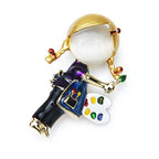 PENDRA New Opal Enamel Drawing Brooch