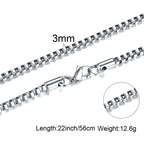 1/2/3mm Box Chain Necklaces for Men Women,Delicate Square Stainless Steel Chains Links Collars,Jewelry Gift 18To24 Inch