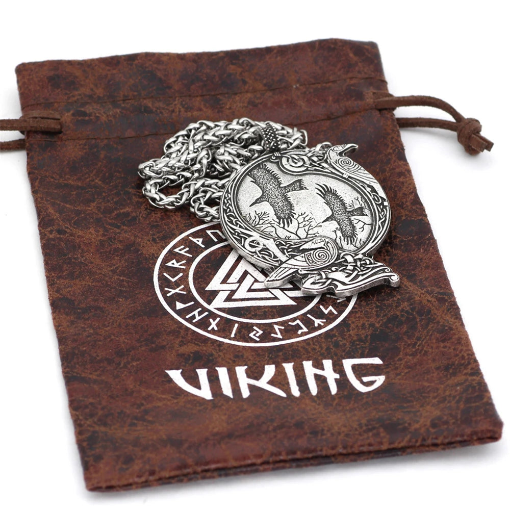 PENDRA Crow Norse Vegvisir Necklace