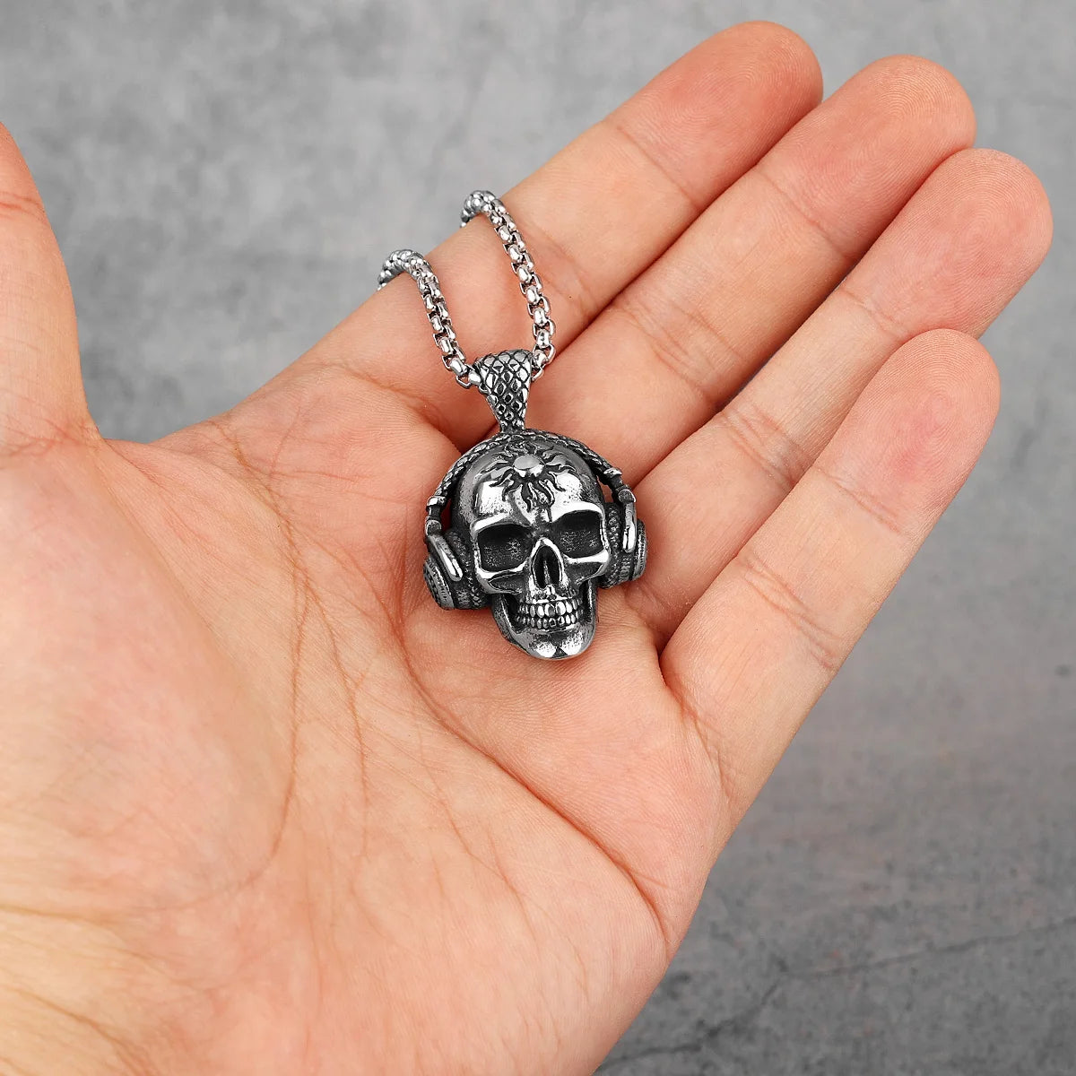 PENDRA Death Rock Headphone Steel Necklace