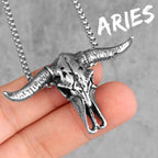 PENDRA Bison Skull Animal Steel Necklace
