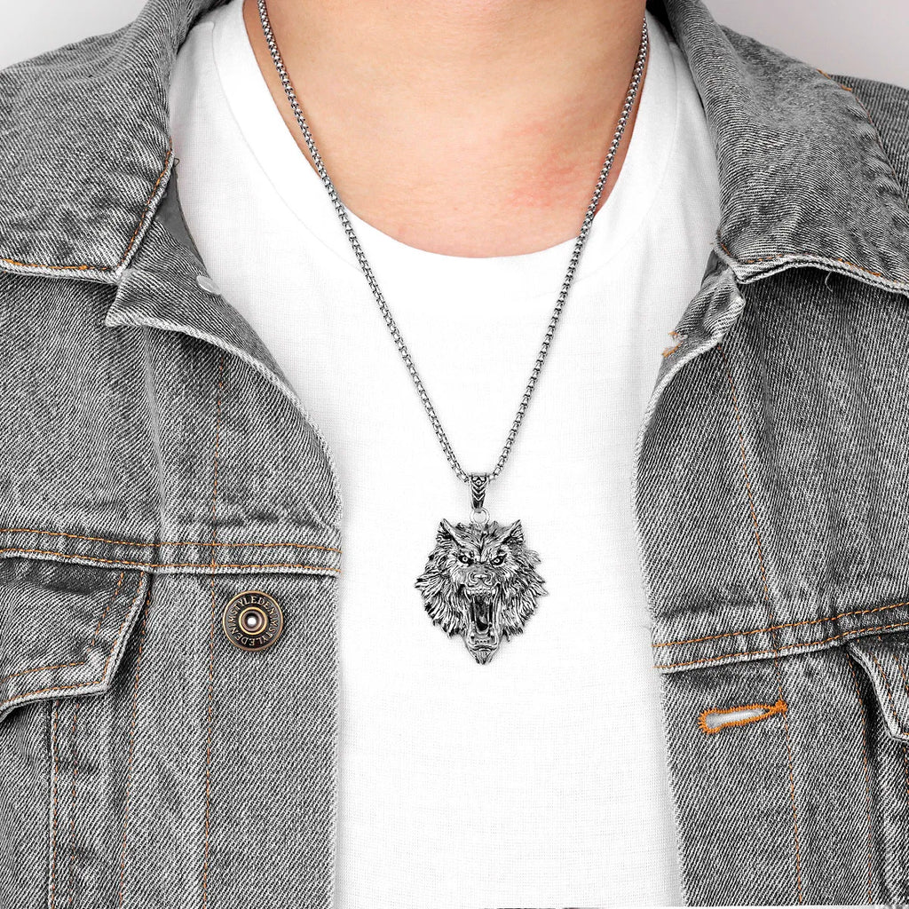PENDRA Domineering Wolf Animal Steel Necklace