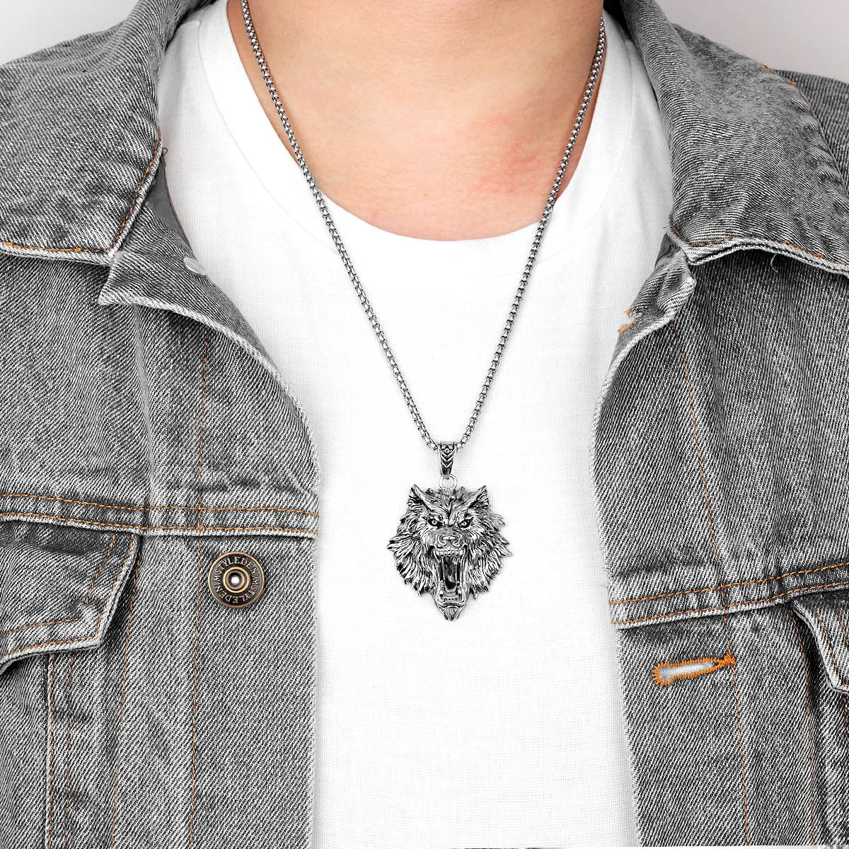 PENDRA Domineering Wolf Animal Steel Necklace