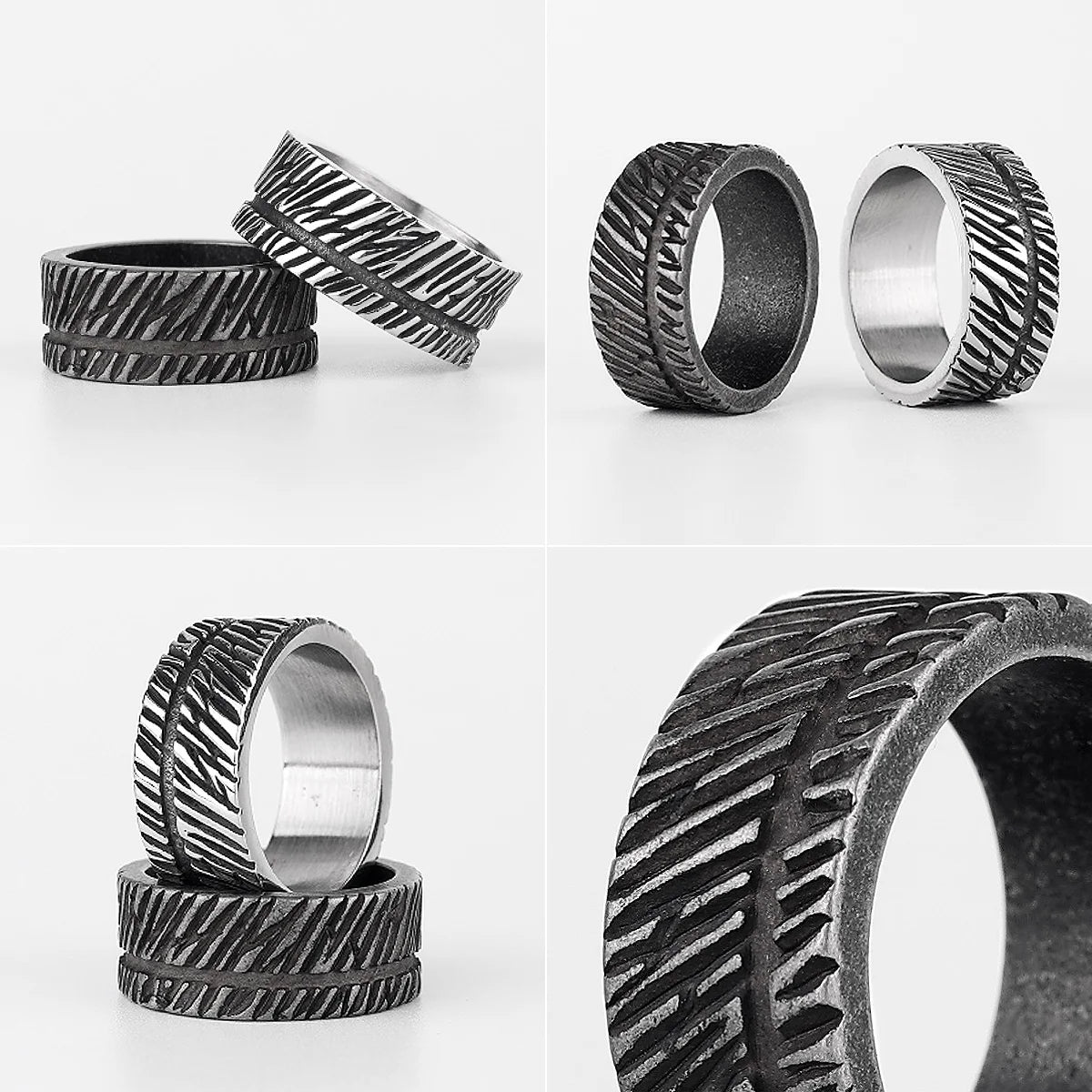 PENDRA Black Geometry Charm Ring