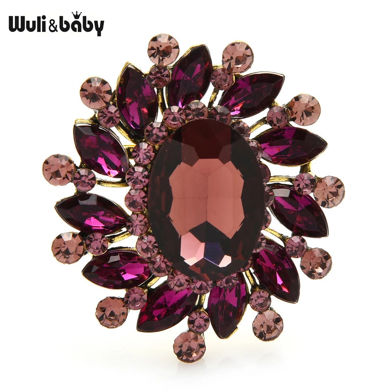 PENDRA Floracircle Crystal Round Flower Brooch