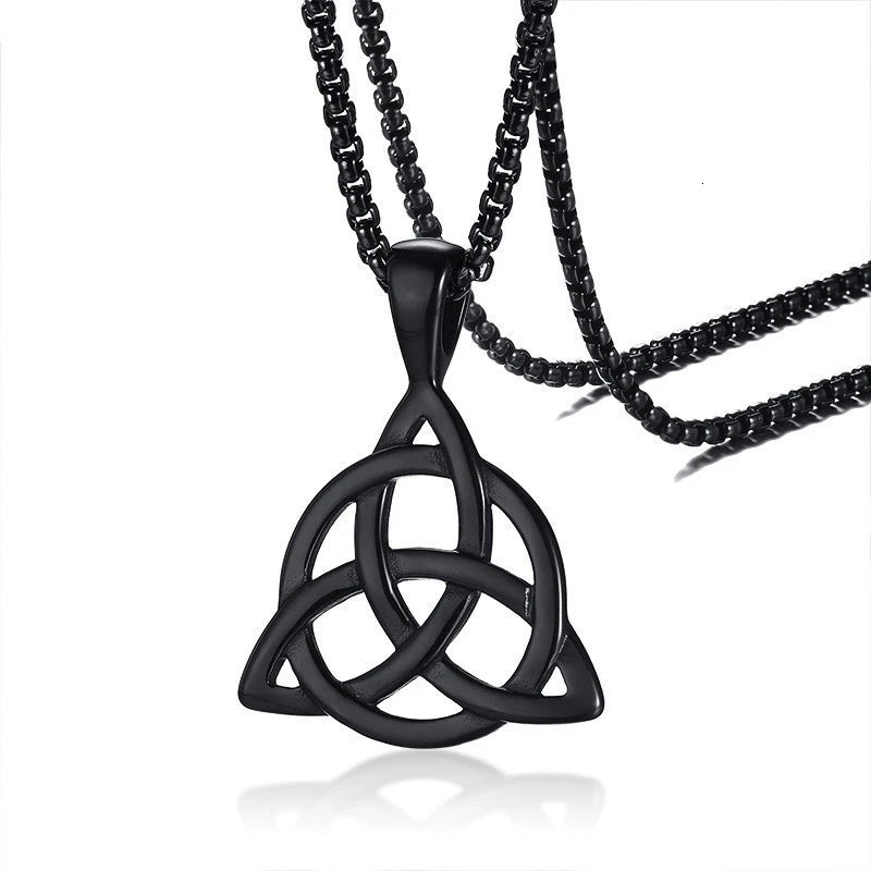 Lucky Triquetra Knot Charm Pendant Necklace Stainless Steel Irish Jewelry for Men Unisex