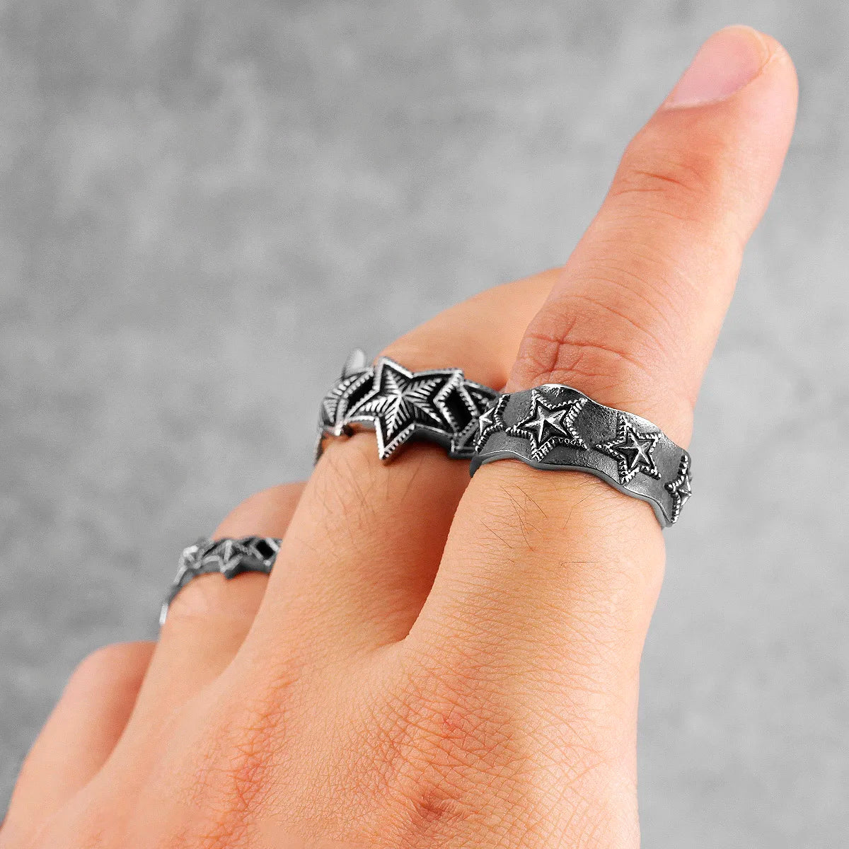 PENDRA Starfish Stars Wedding Steel Ring