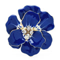 PENDRA Aurora Red-Blue Enamel Rhinestone Flower Brooch