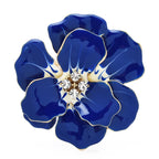PENDRA Aurora Red-Blue Enamel Rhinestone Flower Brooch