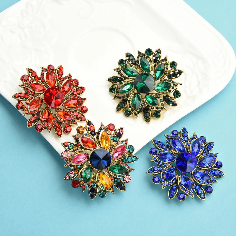 PENDRA Solara Luxury Crystal Sunflower Brooch