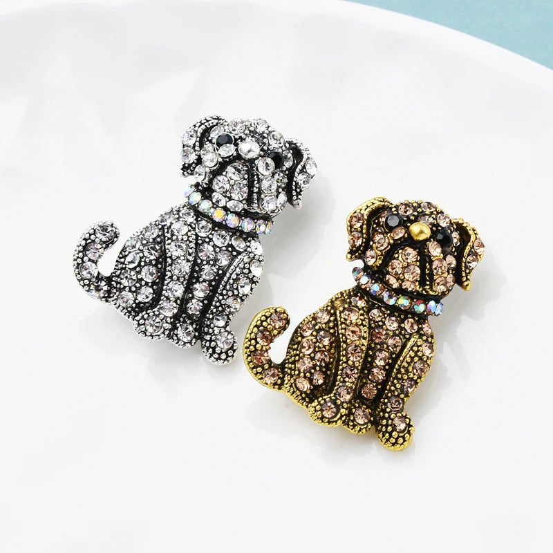 PENDRA Noble Rhinestone Dog Brooch