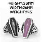 Vampire Coffin Ghost Stainless Steel Mens Rings Gothic Punk Unique Cool for Male Boyfriend Jewelry Creativity Gift Wholesale