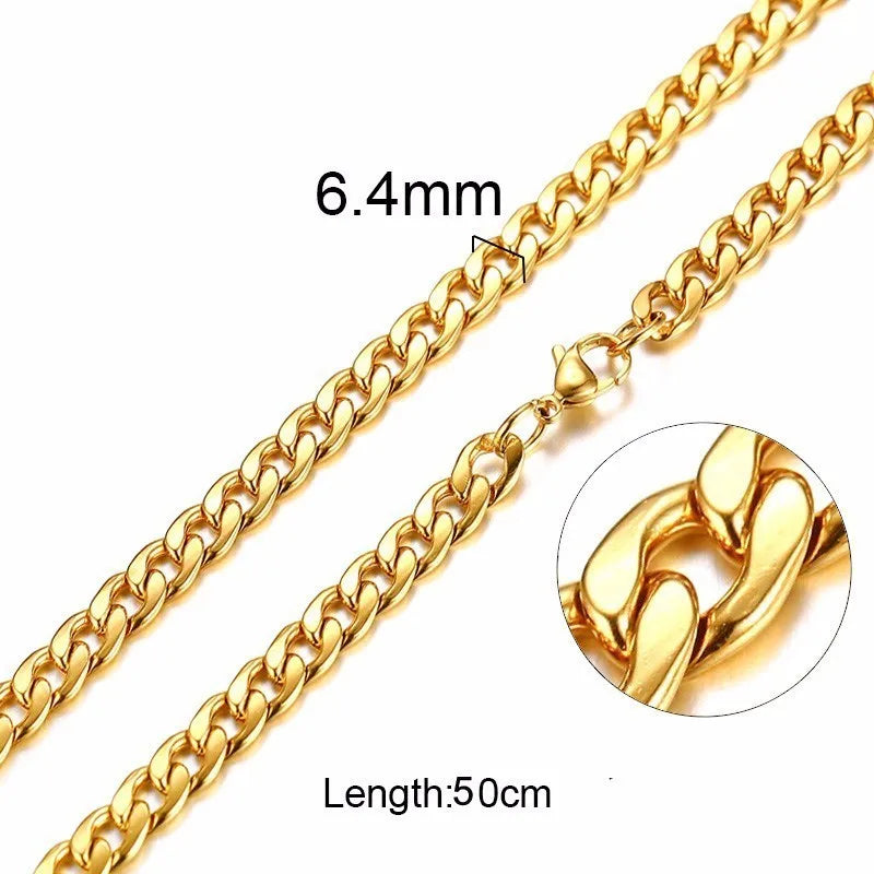 Figaro Necklace Men,Stainless Steel Curb Chain, Man Necklace, 5 to 8mm Link Chain