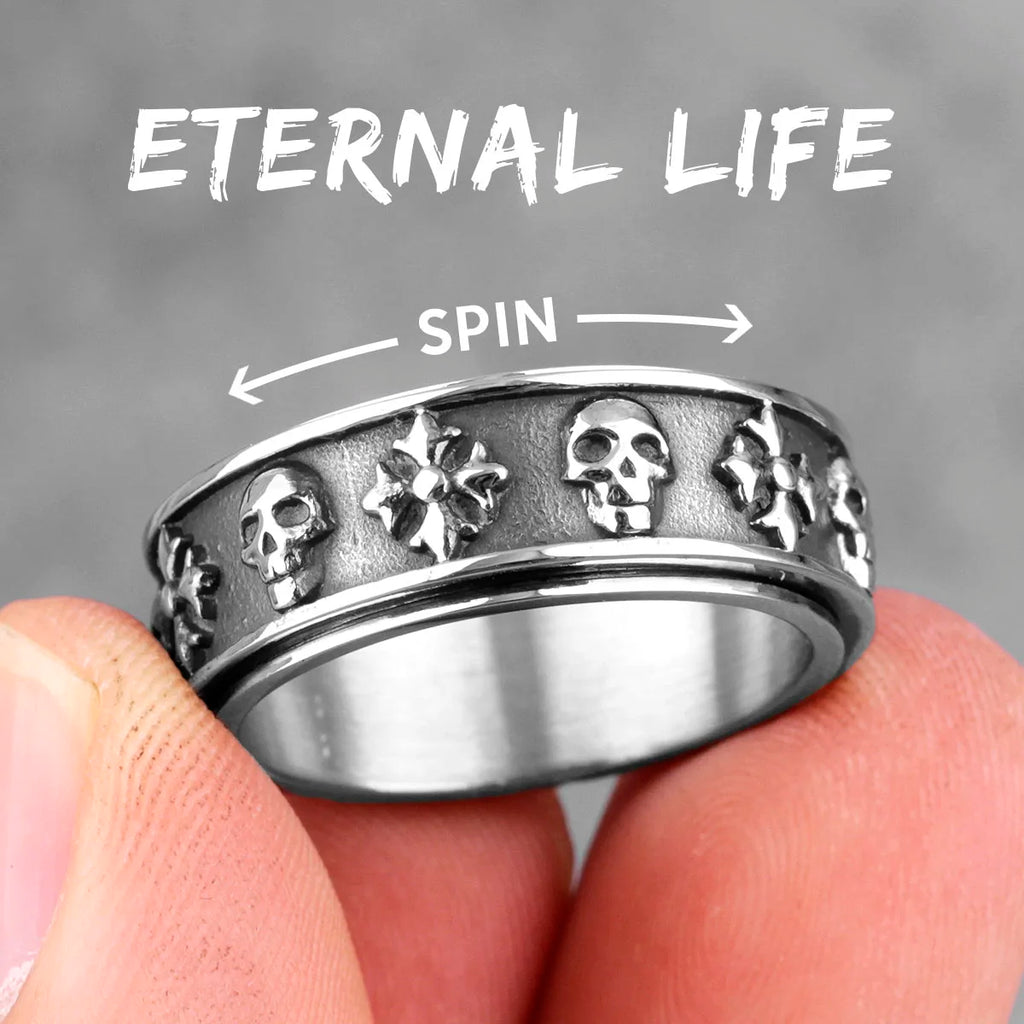 PENDRA Cross Skull Rotatable Ring