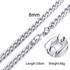 Figaro Necklace Men,Stainless Steel Curb Chain, Man Necklace, 5 to 8mm Link Chain