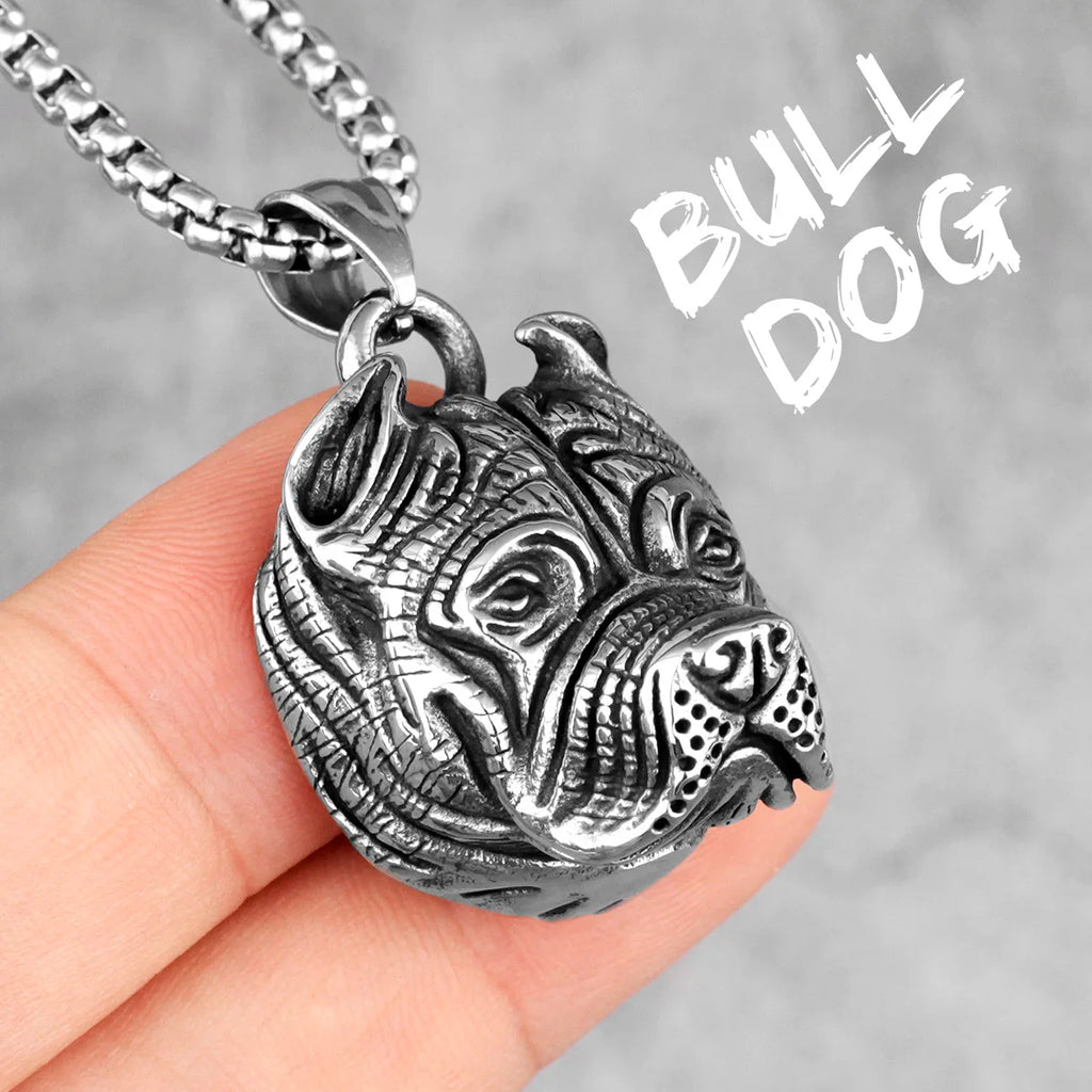 PENDRA Bull Dog Animal Steel Necklace