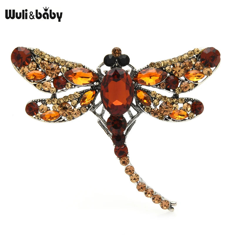 Wuli&baby Smaller Size Crystal Dragonfly Brooches Women 6-color Classic Beauty Insects Party Office Brooch Pins Gifts