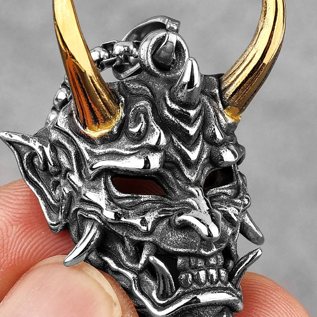 PENDRA Japanese Hannya Horn Steel Mask