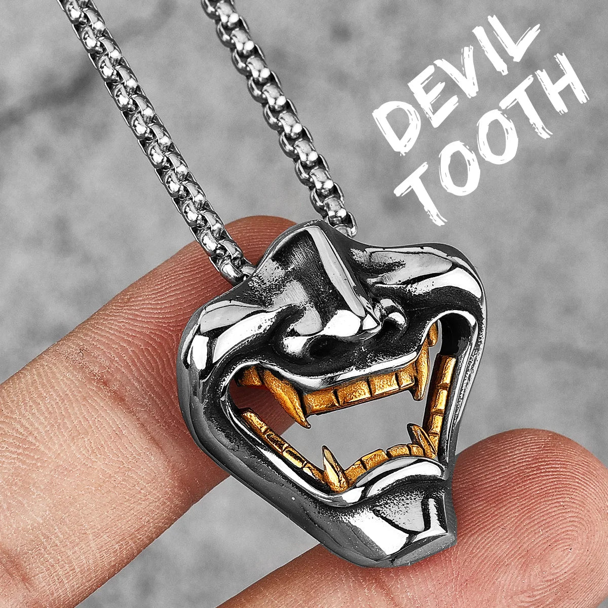 PENDRA Samurai Fangs Demon Steel Necklace