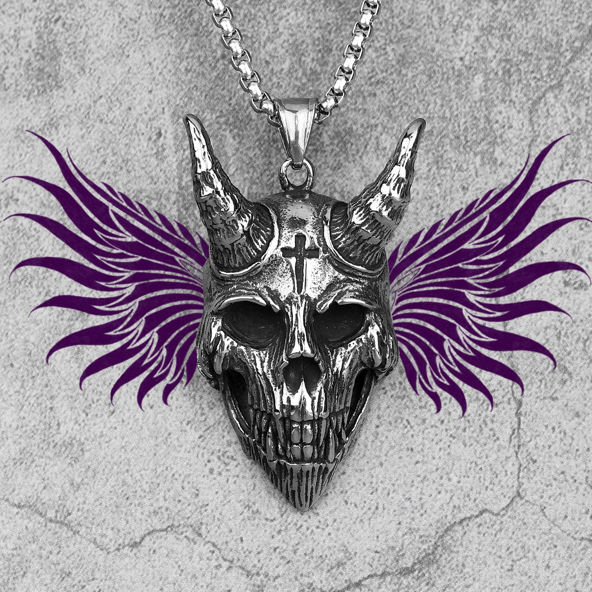 Fallen Angel Lucifer Cross Stainless Steel Men Necklaces Pendant Chain Punk for Boyfriend Male Jewelry Creativity Gift Wholesale
