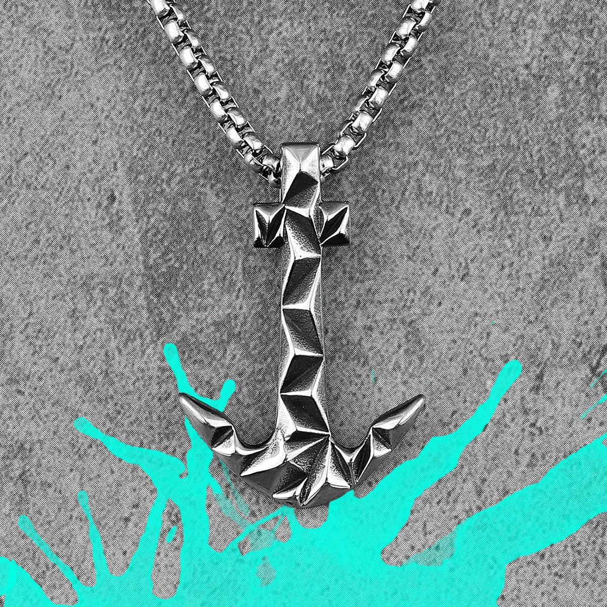 PENDRA Cutting Anchor Boyfriend Steel Necklace