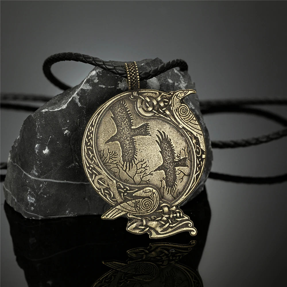 PENDRA Crow Norse Vegvisir Necklace