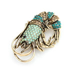 PENDRA Spark Shrimp Rhinestone Animal Brooch