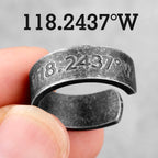 PENDRA Old Latitude Longitude Steel Ring