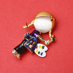 PENDRA New Opal Enamel Drawing Brooch