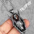 PENDRA Horned Demon Skull Steel Necklace