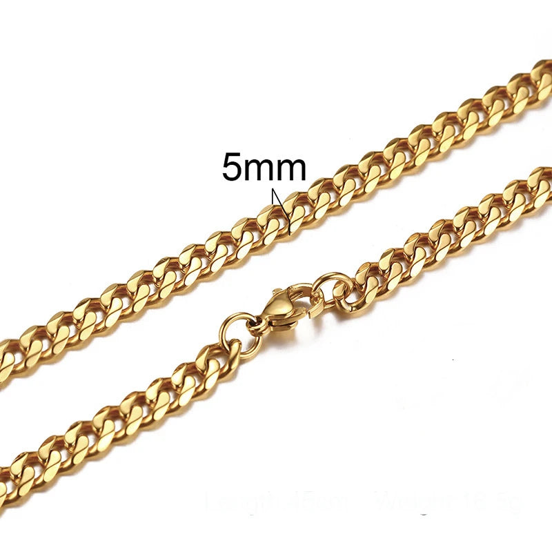Cuban Link Chain Necklace for Men Women,3 to 7mm Stainless Steel Choker,Basic Jewelry Gift