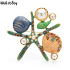 PENDRA Marina Enamel Pearl Starfish Brooch