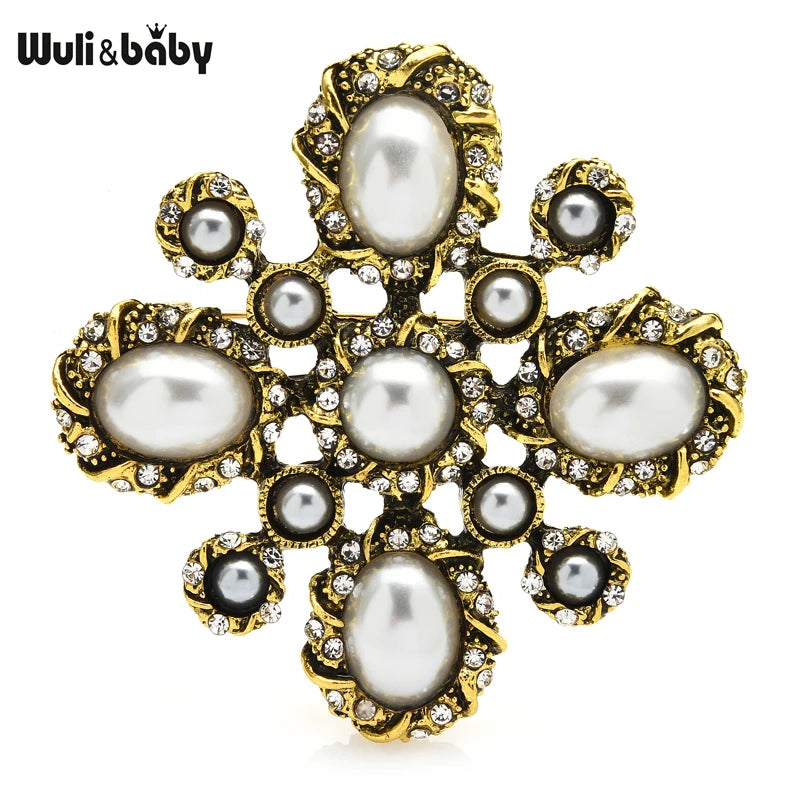 PENDRA Royale Pearl Cross Vintage Brooch