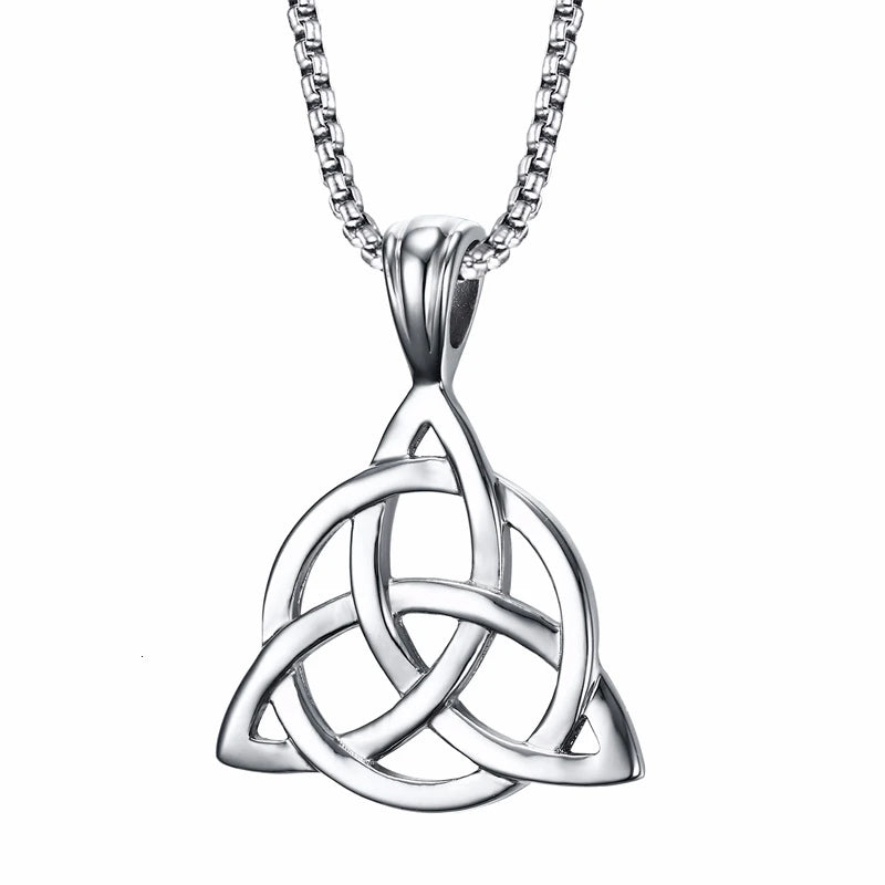 Lucky Triquetra Knot Charm Pendant Necklace Stainless Steel Irish Jewelry for Men Unisex