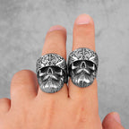 Big Beard Hippie Skull Stainless Steel Mens Rings Punk Hip Hop Cool for Male Boyfriend Biker Jewelry Creativity Gift Wholesale