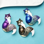 PENDRA Clever Fox Rhinestone Enamel Brooch
