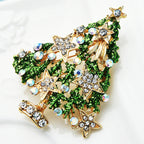 PENDRA Noelgreen Green Rhinestone Christmas Tree Brooch