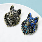 PENDRA Nightfall Rhinestone Wolf Brooch