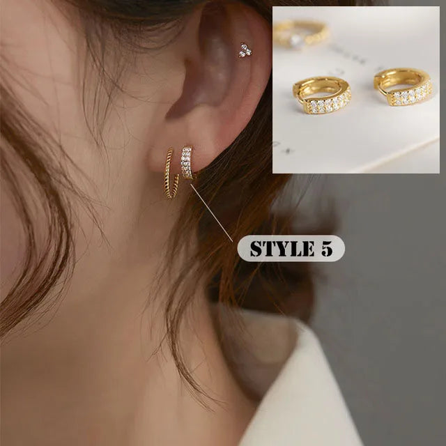 VENTFILLE 925 Sterling Silver Ear studs For Women Trendy Simple Temperament Zircon Small Round Piece Pendant Earrings Dropship